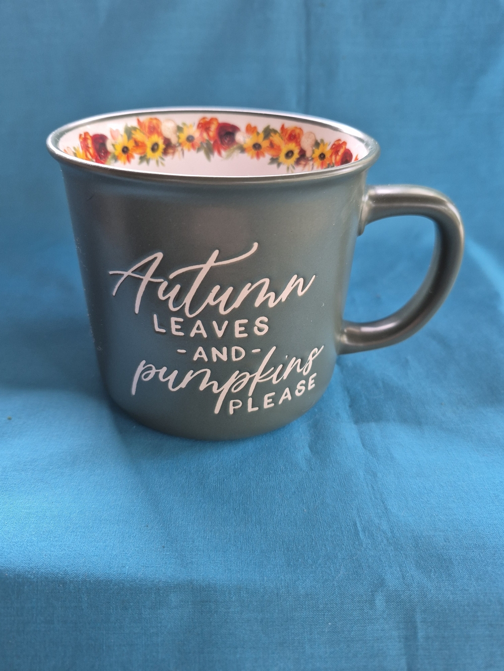 Autumn Leaves and Pumpkins Please Mug Coffee Tea Cocoa Stoneware Kitchen